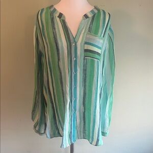 Zac & Rachel Greens and Blues Button Down Shirt